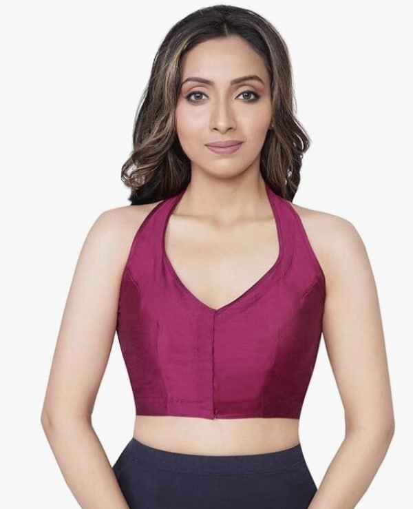 Halter Neck Sleeveless Ready to wear Saree Blouse - pink Australia
