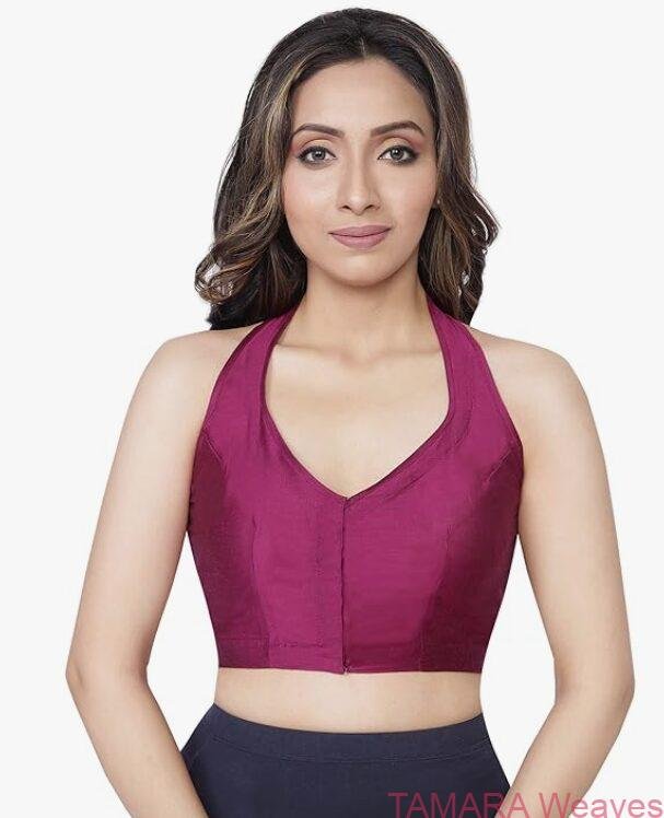 Halter Neck Sleeveless Ready to wear Saree Blouse - pink Australia