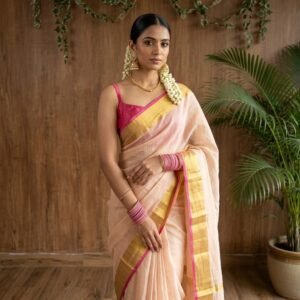 Festive Hot Pink Kara Mul Cotton Saree - Delivery second week of April