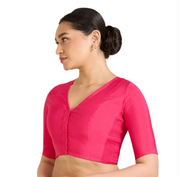 Stretchable Ready to wear Saree Blouse - Rani Pink
