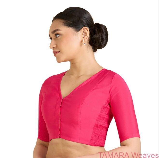 Stretchable Ready to wear Saree Blouse - Rani Pink