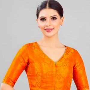Brocade Ready to wear Saree Blouse - Orange