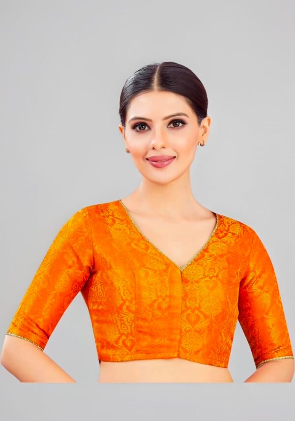 Brocade Ready to wear Saree Blouse - Orange