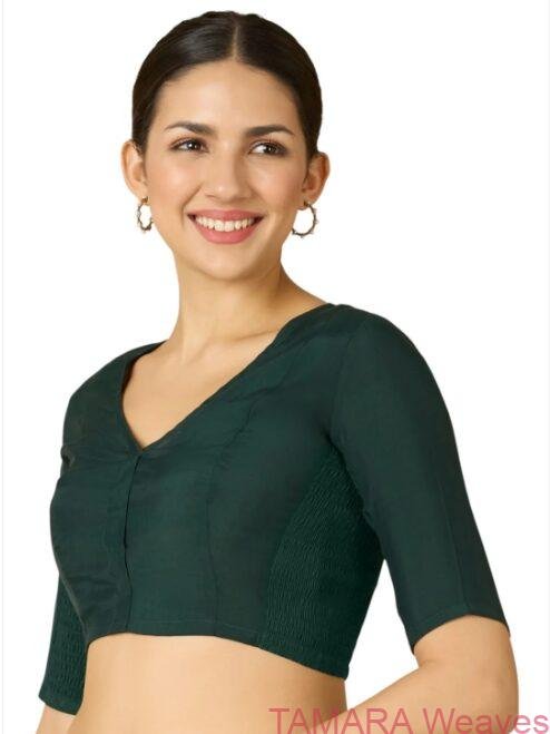 Stretchable Ready to wear Saree Blouse - Green