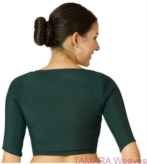 Stretchable Ready to wear Saree Blouse - Green - Image 3