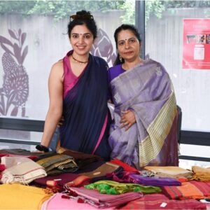 Navy with Pink Mul Cotton Saree in Australia