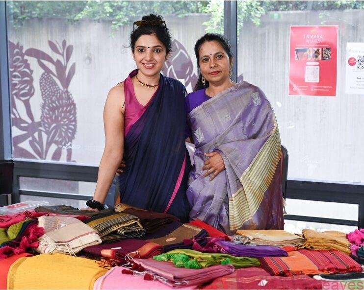 Navy with Pink Mul Cotton Saree in Australia