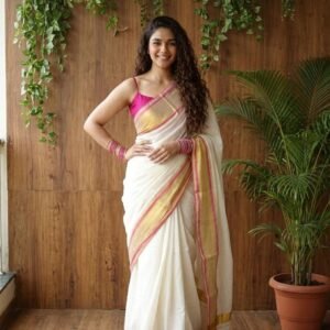 Handloom replica pink kara mul cotton saree - Delivery April 2026 second week