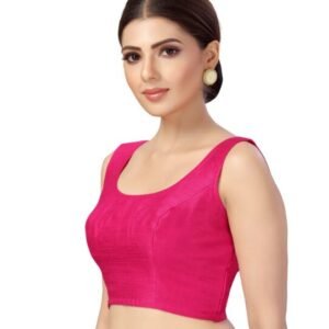 Sleeveless Ready to wear Saree Blouse - Hot Pink Barbie Colour
