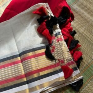 Kerala Handloom replica 120-count mul cotton kasavu sari - Delivery second week of April 2026