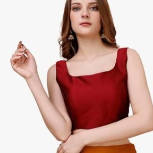 Sleeveless Ready to wear Padded Saree Blouse - Red