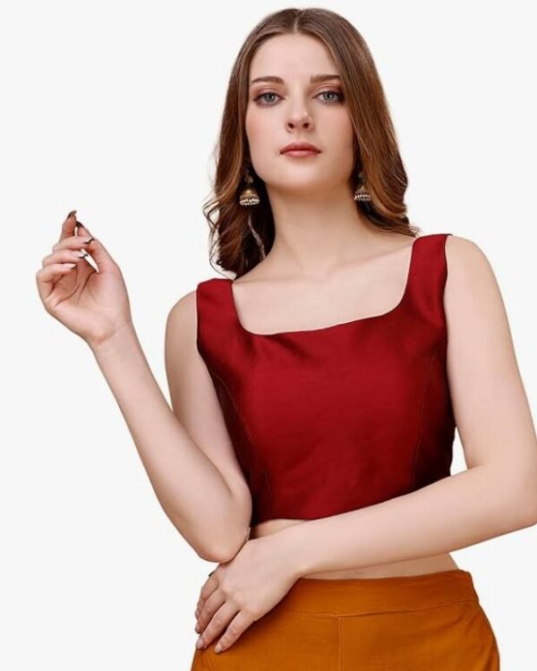 Sleeveless Ready to wear Padded Saree Blouse - Red