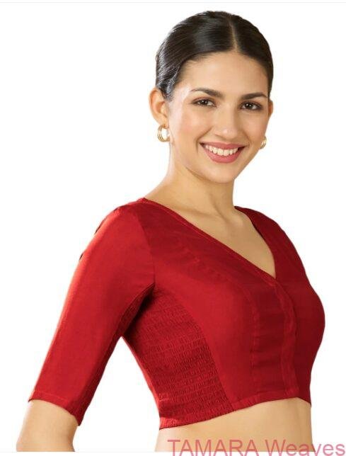 Stretchable Ready to wear Saree Blouse - Chilli Red