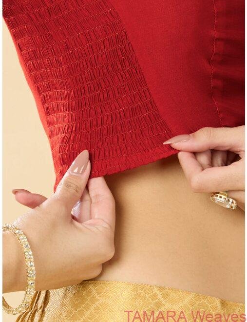 Stretchable Ready to wear Saree Blouse - Chilli Red - Image 3