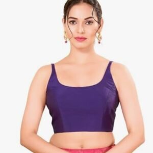Sleeveless Ready to wear Padded Saree Blouse - Royal Blue - Thin Strap