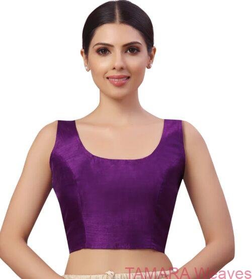 Sleeveless Ready to wear Saree Blouse - Violet