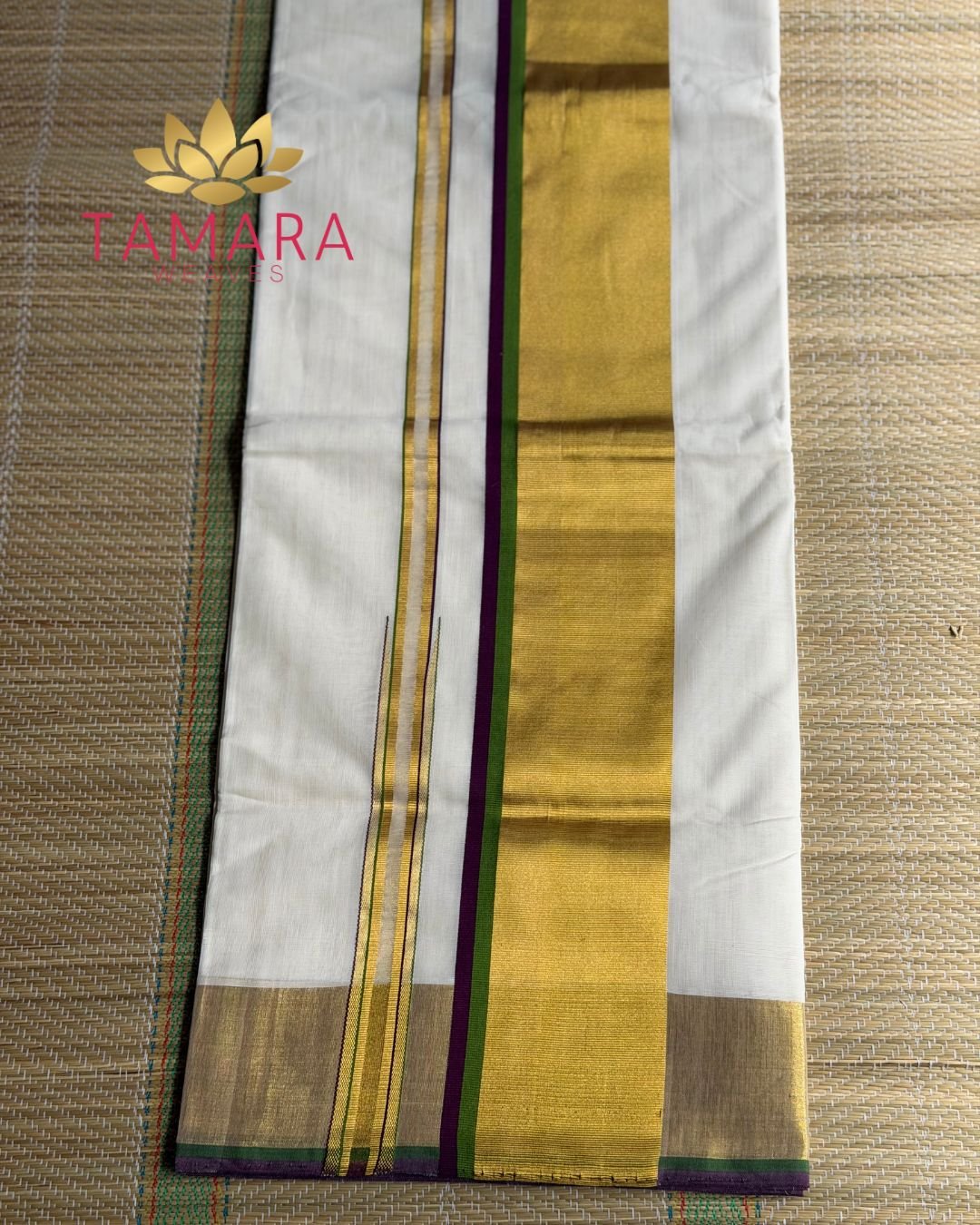 Kaapi with green Kara - pure handloom Kerala Set Saree in Australia - Image 4