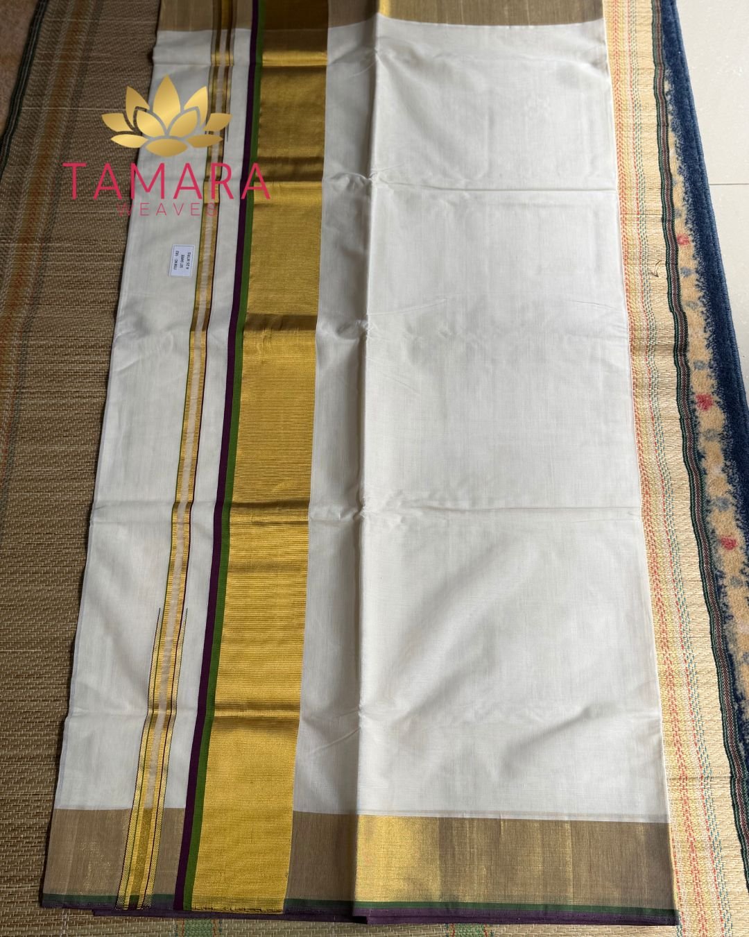 Kaapi with green Kara - pure handloom Kerala Set Saree in Australia - Image 2