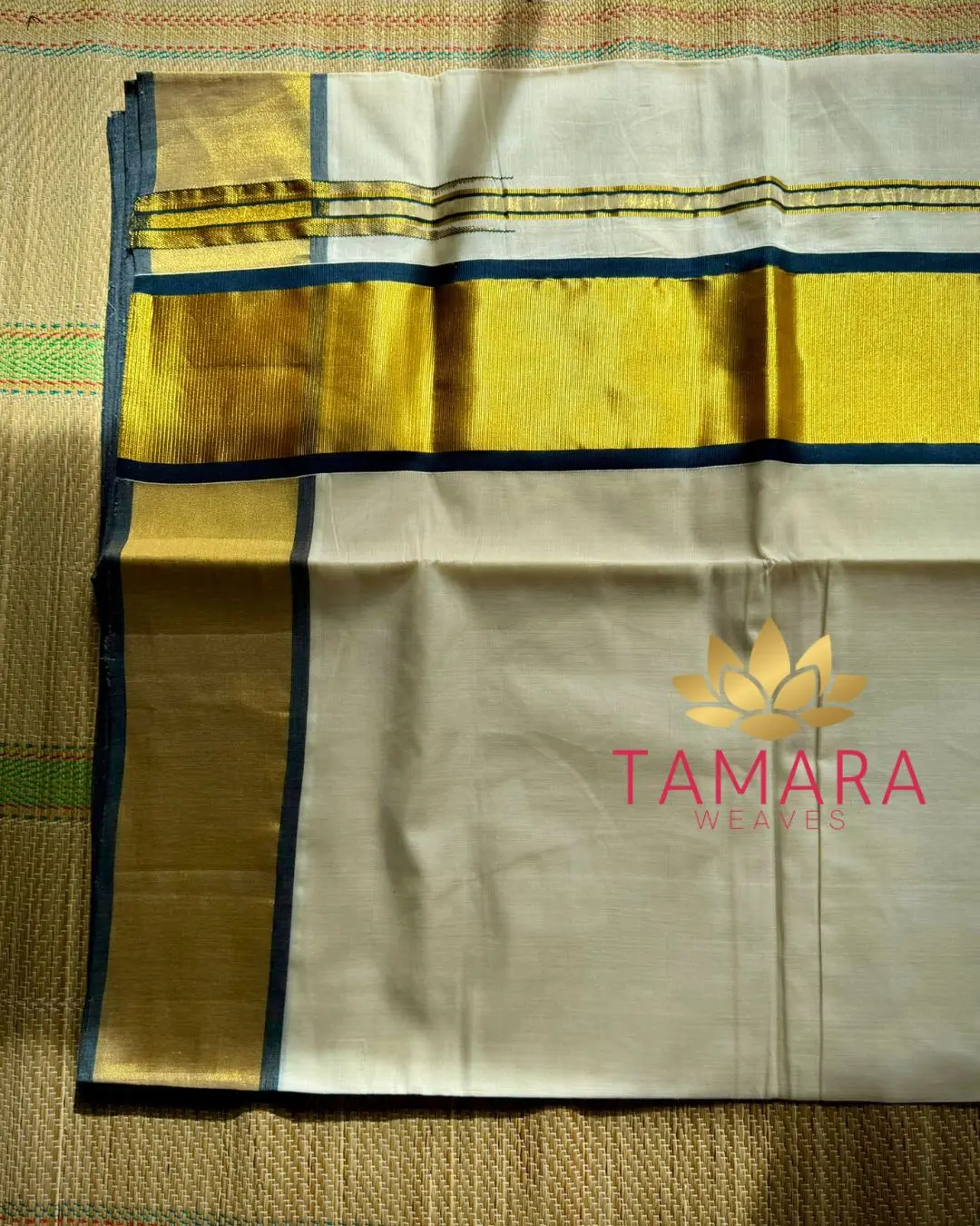 Tamara presents Nyla Usha black kara gold pure handloom kuthampully saree - Image 5