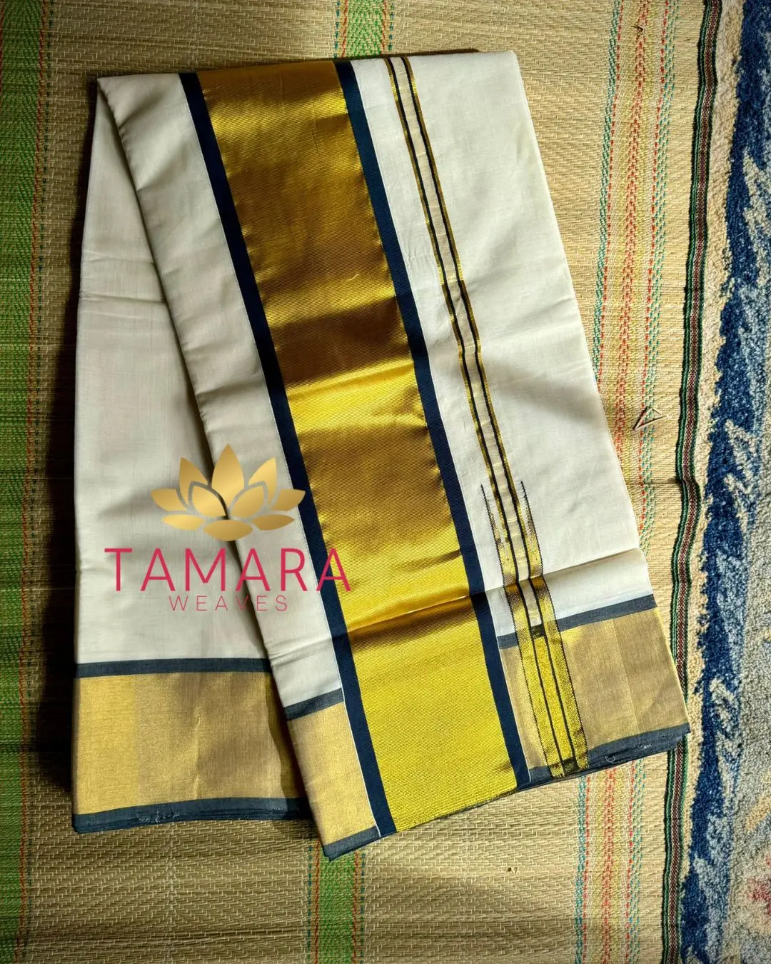 Tamara presents Nyla Usha black kara gold pure handloom kuthampully saree - Image 4