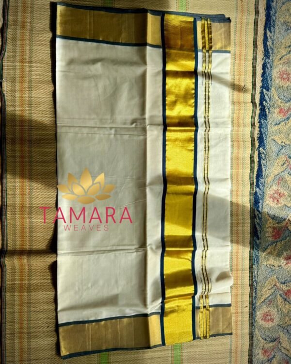 Tamara presents Nyla Usha black kara gold pure handloom kuthampully saree