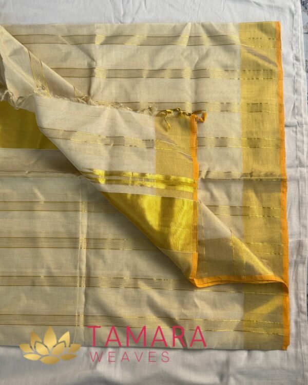 Tamara pure Premium handloom tissue saree with golden stripe saree wedding style- APARNA inspired