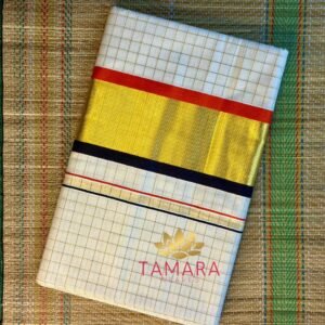 RBCHECK Kerala Kasavu Cotton Saree – Red & Black Kara with Gold Zari checks in Australia