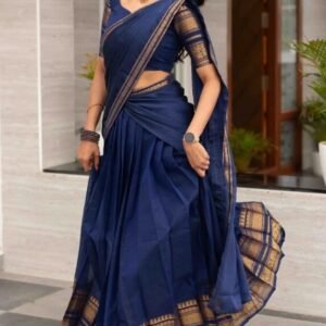 Kanchi Cotton Half Saree in Australia- BLUE Monotone dhavani