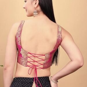 Pink Brocade Corset Top Ready to wear Blouse in Multicolour in Australia