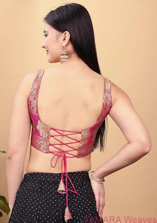 Tamara Multicolour Premium Brocade Corset Crop Top with sequin tissue skirt Lehenga Set in Australia - Image 3