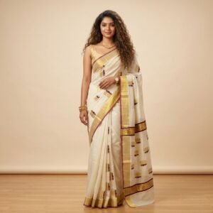 Tamara Lotus Kerala Set Saree - premium powerloom in Australia