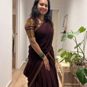 Kanchi Cotton Half Saree in Australia- COFFEE BROWN Monotone dhavani