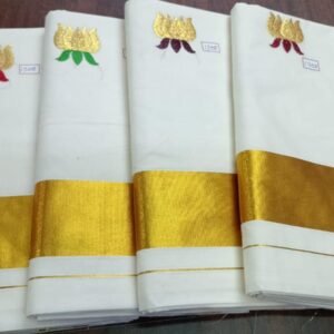 Budget friendly LOTUS Tamara dot Kerala Set Saree in Australia