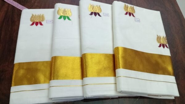 Budget friendly LOTUS Tamara dot Kerala Set Saree in Australia