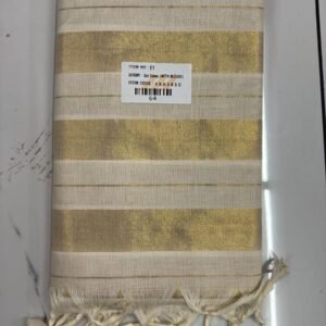 Tamara Kerala Cotton Saree – Gold thin and thick stripes all over in Australia