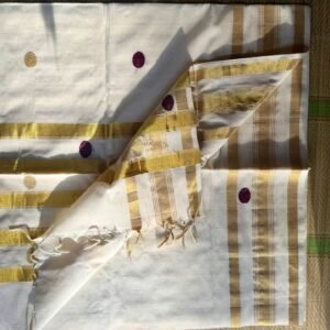 Tamara presents Premium Kerala handloom polka dot saree with Coffee and Gold in Australia-KAAPI