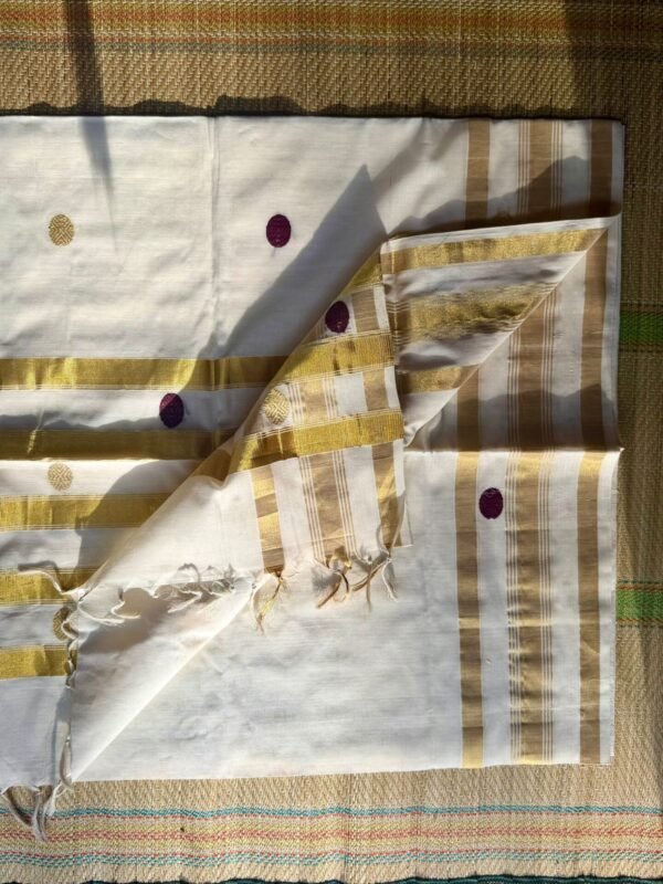 Tamara presents Premium Kerala handloom polka dot saree with Coffee and Gold in Australia-KAAPI