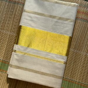GAPSTRIPE Tamara Kerala Kasavu Cotton Saree – Gap Gold Zari Stripes in Australia