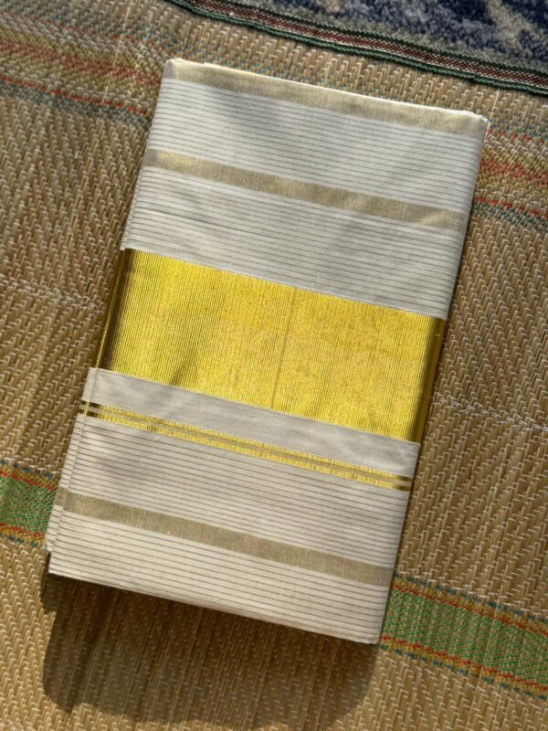 GAPSTRIPE Tamara Kerala Kasavu Cotton Saree – Gap Gold Zari Stripes in Australia