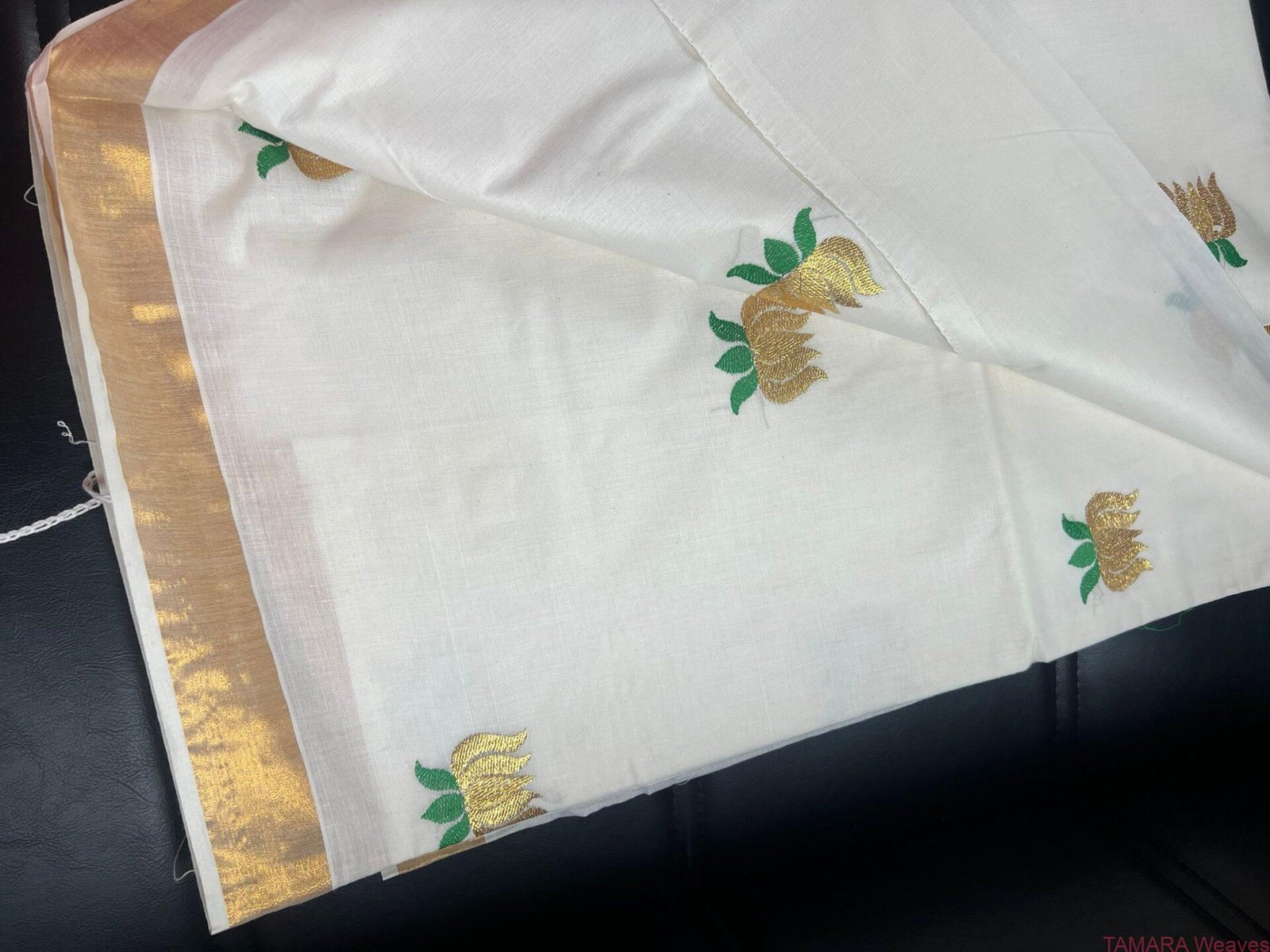 Budget friendly LOTUS Tamara dot Kerala Set Saree in Australia - Image 5