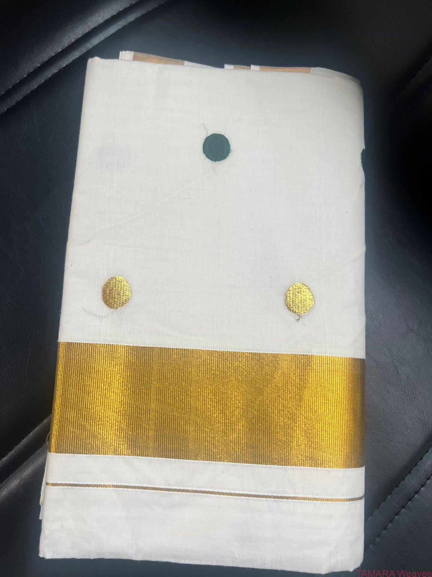 Budget friendly POLKA dot Kerala Set Saree in Australia - Image 6