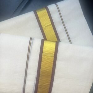 Coffee Brown kara and gold kasavu set mundu in Australia