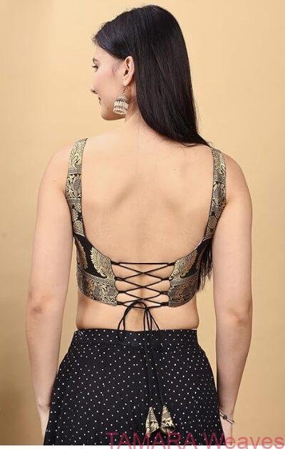 Tamara Multicolour Premium Brocade Corset Crop Top with sequin tissue skirt Lehenga Set in Australia - Image 11