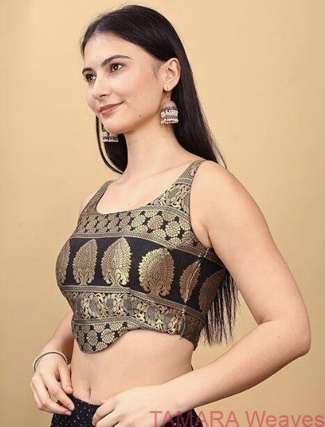 Tamara Multicolour Premium Brocade Corset Crop Top with sequin tissue skirt Lehenga Set in Australia - Image 10