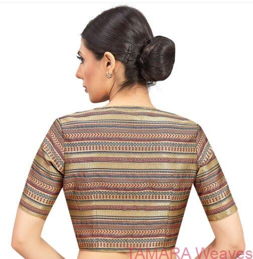 Brocade Ready to wear Saree Blouse - Gold- in Australia - Image 3