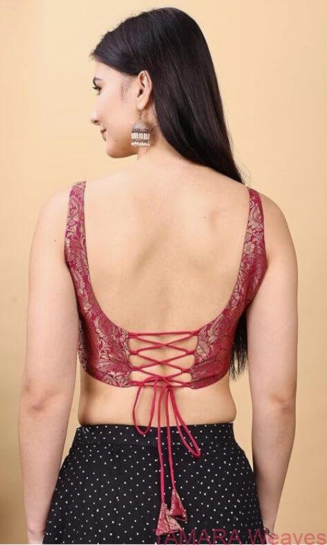 MAGENTA Premium Brocade Corset Crop Top with sequin tissue skirt Lehenga Set in Australia - Image 4