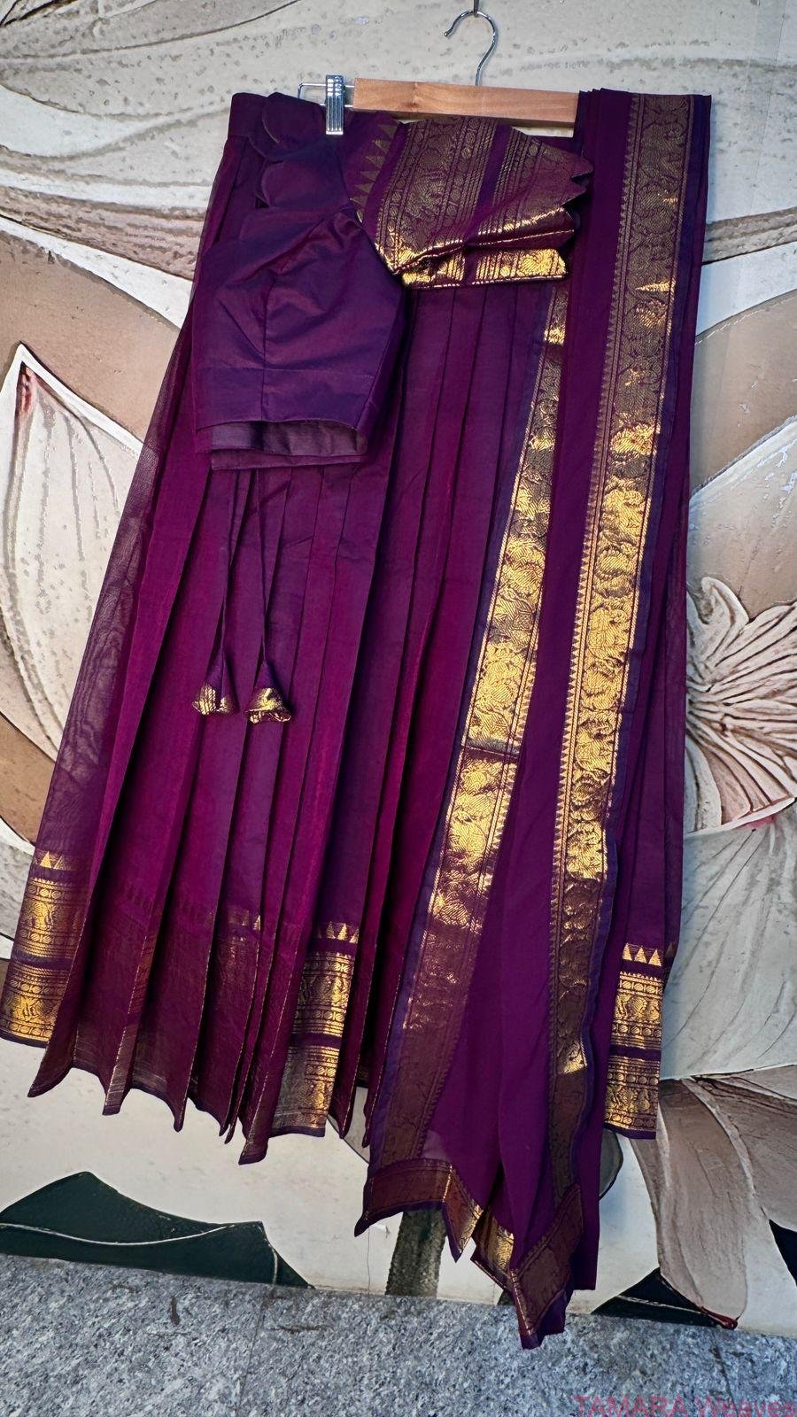Kanchi Cotton Half Saree in Australia- VIOLET Monotone dhavani