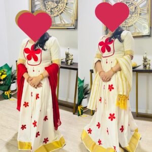 Tamara Ithal Onam Lehenga Set - Flower Embroidery in Red Gold in Australia- 4 weeks preorder