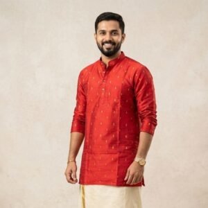 Men's Kurta - Red with gold motifs in Australia