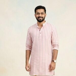 Men's Rose Mauve Pink Lines Kurta in Australia